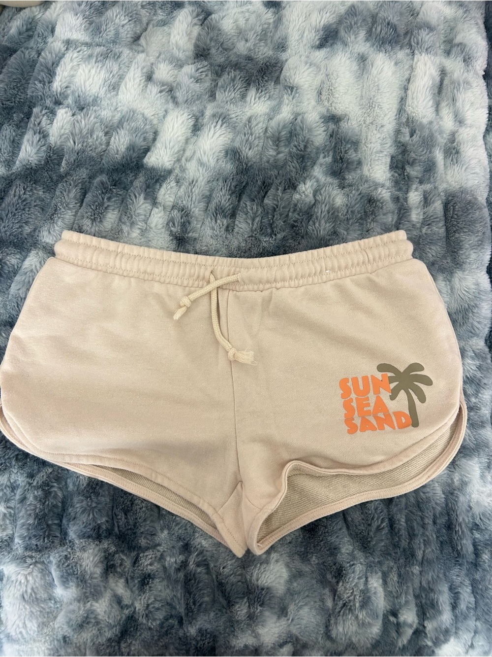 Primark Cream Women's Athletic Shorts with Orange Graphic